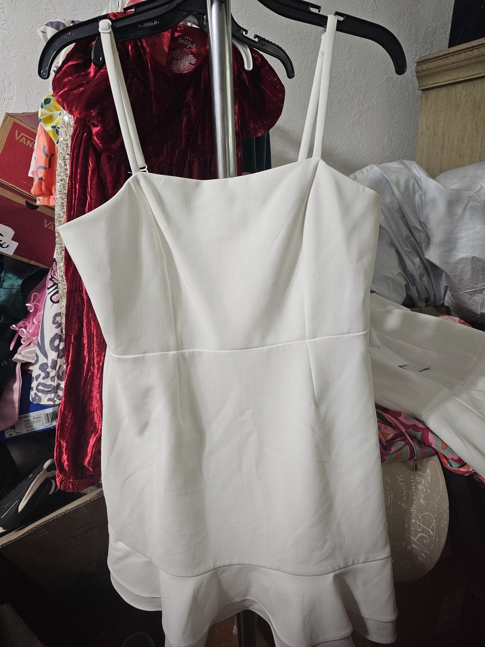 French Connection White Spaghetti Strap Camisole Dress Top